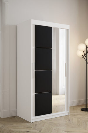 Šatní skříň Abi Tapi bílá s černou koženkou