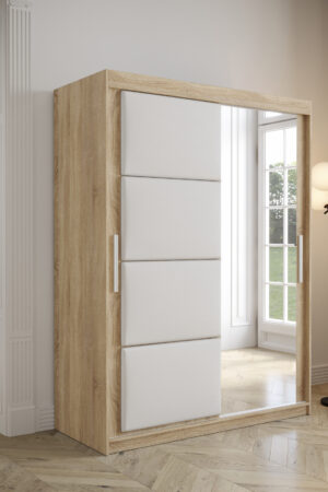 Šatní skříň Abi Tapi v dubu Sonoma s bílými dveřmi