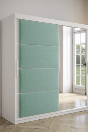 Šatní skříň Abi Tapi s bílým korpusem a zrcadlem