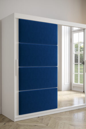 Šatní skříň Abi Tapi v bílé barvě s posuvnými dveřmi.