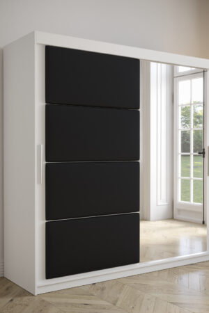 Šatní skříň Abi Tapi v bílé barvě s černou koženkou