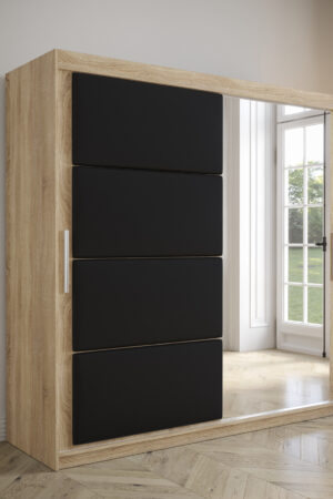 Šatní skříň Abi Tapi v dubu Sonoma s černou koženkou