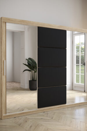 Šatní skříň Abi Tapi v dubu Sonoma s černými dveřmi