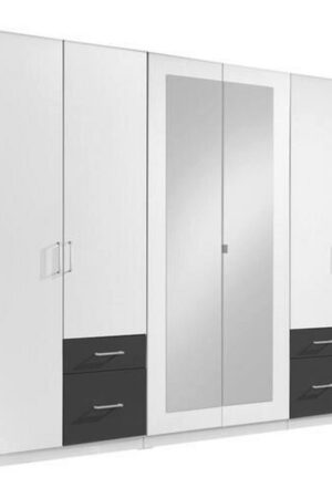 Šatní skříň MID.YOU se zrcadlem v grafitové a bílé barvě
