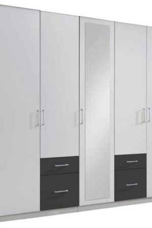Šatní skříň MID.YOU se zrcadlem v grafitové a bílé barvě