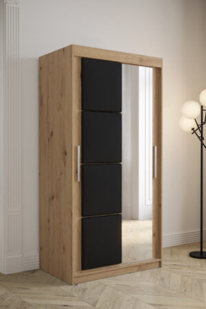 Moderní šatní skříň Abi Tapi s čalouněnými panely a zrcadlem