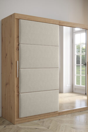 Šatní skříň Abi Tapi s posuvnými dveřmi a zrcadlem.