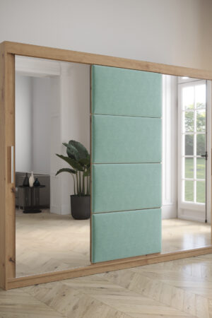 Šatní skříň Abi Tapi s posuvnými dveřmi a zrcadlem.
