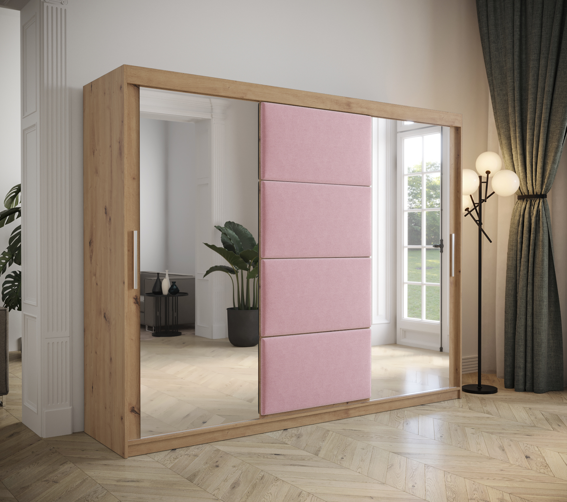 Šatní skříň Abi Tapi s posuvnými dveřmi a zrcadlem