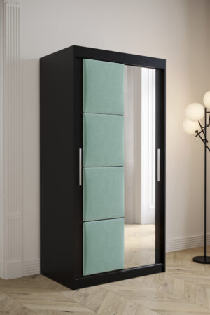 Šatní skříň Abi Tapi v černé barvě s posuvnými dveřmi