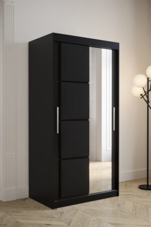 Šatní skříň Abi Tapi s černou koženkou a posuvnými dveřmi