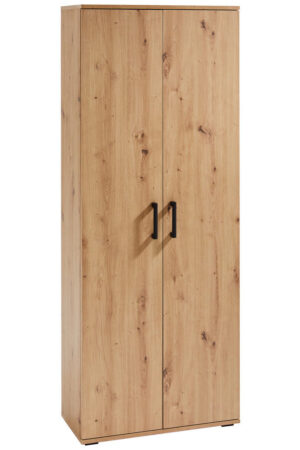 Xora víceúčelová skříň v dekoru dubu s černými úchyty