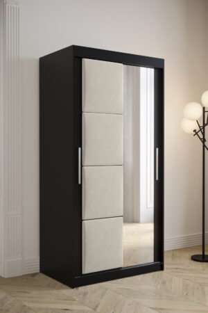Šatní skříň Abi Tapi s černým korpusem a posuvnými dveřmi