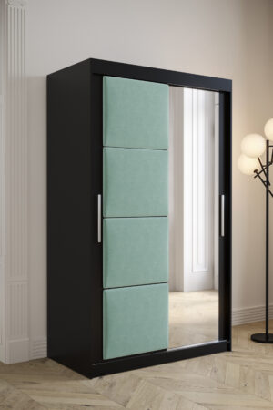 Šatní skříň Abi Tapi v černé barvě se zrcadlem