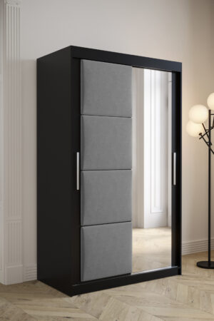 Šatní skříň Abi Tapi s černým korpusem a zrcadlem