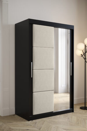 Šatní skříň Abi Tapi v černé barvě s posuvnými dveřmi