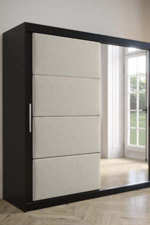Šatní skříň Abi Tapi v černé barvě s posuvnými dveřmi