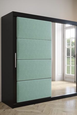 Šatní skříň Abi Tapi s černým korpusem a posuvnými dveřmi