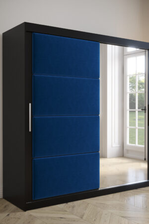 Šatní skříň Abi Tapi v černé barvě s posuvnými dveřmi