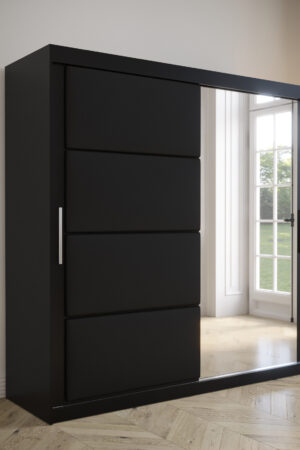 Šatní skříň Abi Tapi s černou koženkou a zrcadlem