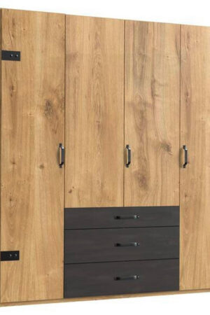 Šatní skříň s otočnými dveřmi v grafitovém a dubovém dekoru