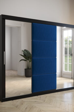 Šatní skříň Abi Tapi v černé barvě s posuvnými dveřmi.