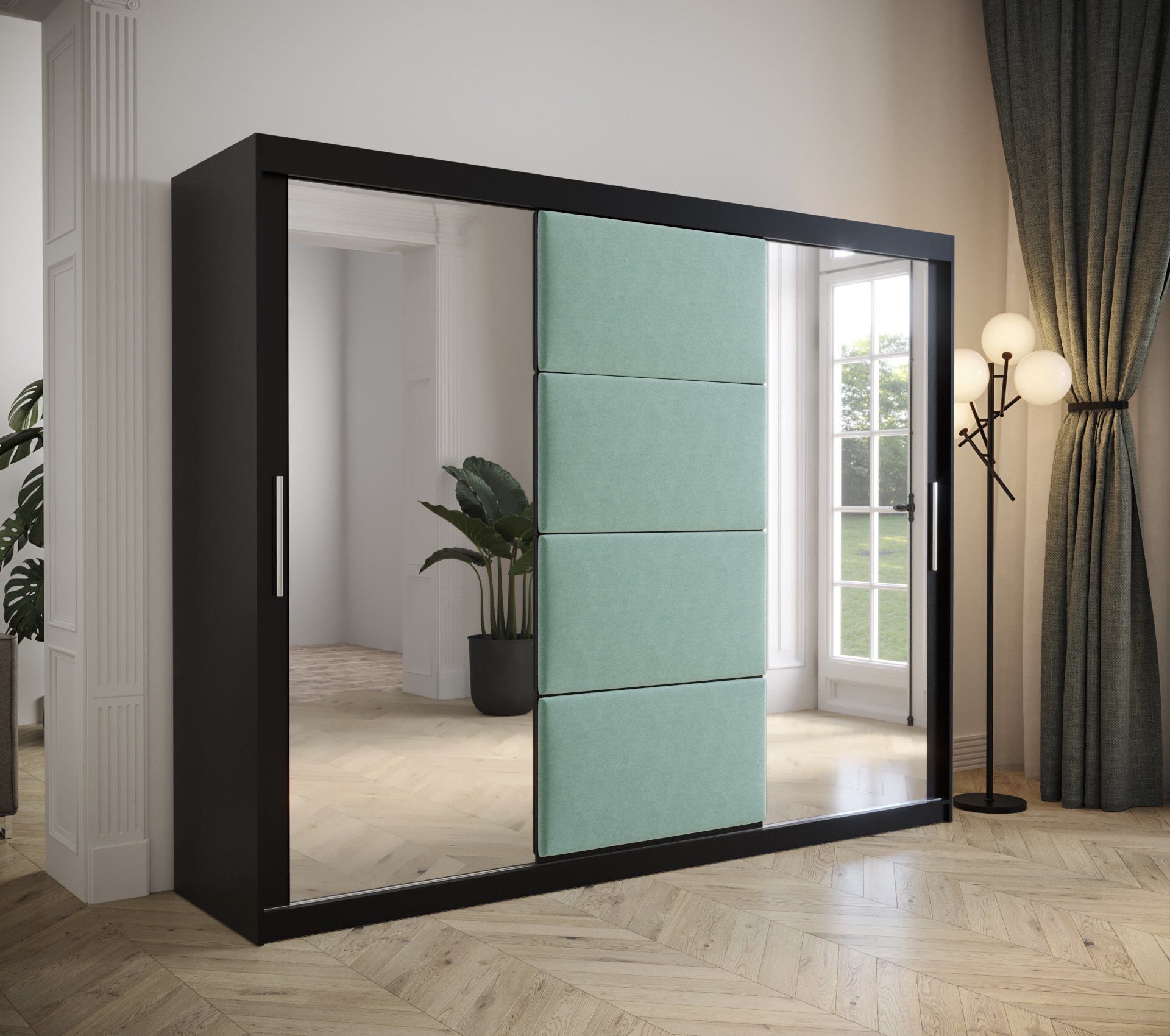 Šatní skříň Abi Tapi s posuvnými dveřmi a zrcadlem