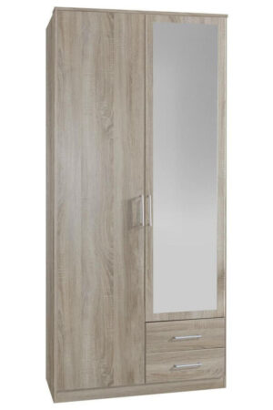 Šatní skříň se zrcadlem v barvě dubu