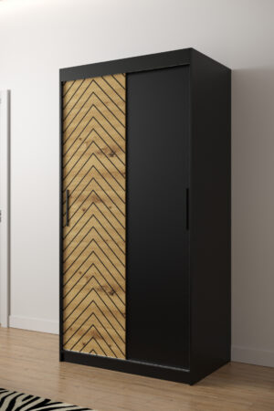 Šatní skříň Abi Jodelka v černé barvě s dub artisan
