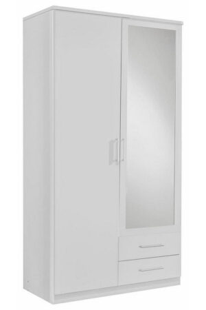 Bílá šatní skříň se zrcadlem, rozměry 90/199,5/58 cm