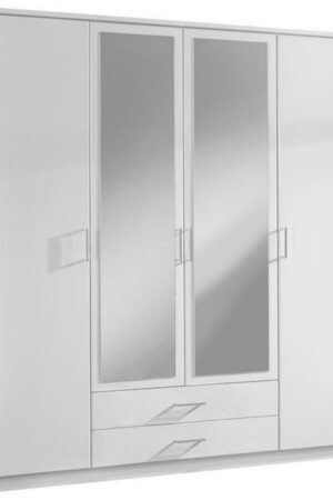 Bílá šatní skříň s otočnými dveřmi a zrcadly