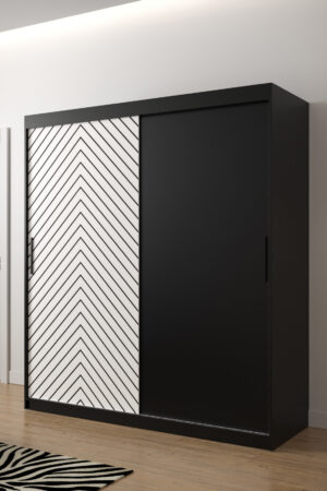 Šatní skříň Abi Jodelka v černé barvě s bílými dveřmi