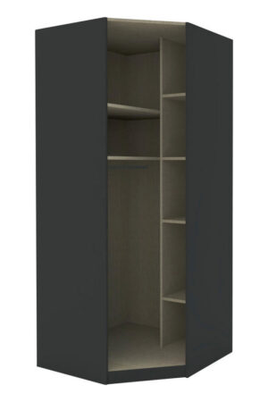 Korpus rohové skříně antracitová, rozměry 91,1/210/91,1 cm