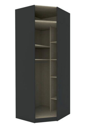 Rohová skříň antracitová, rozměry 91,1/242,2/91,1 cm