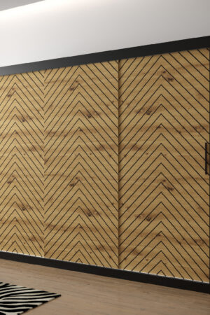 Šatní skříň Abi Jodelka 1 černá s dubovými dveřmi