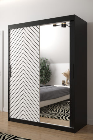 Šatní skříň Abi Jodelka 2 v černé barvě s bílými dveřmi
