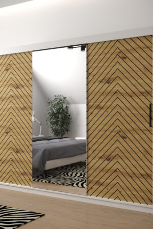 Šatní skříň Abi Jodelka 2 s bílým korpusem a dubovými dveřmi