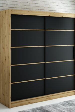 Šatní skříň Abi Leto V1 s posuvnými dveřmi a policemi