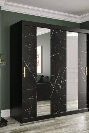 Šatní skříň Abi Marmur Pole s černým mramorem
