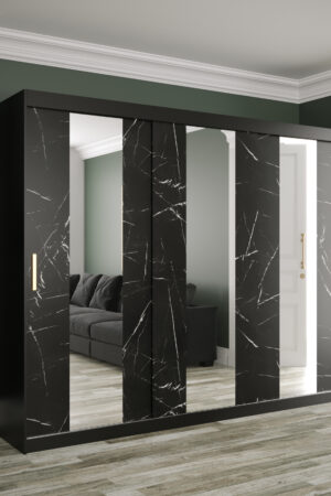Šatní skříň Abi Marmur Pole s černým mramorem