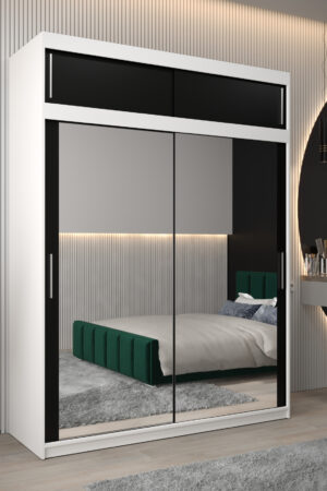 Šatní skříň Abi T3 bílá s černými dveřmi