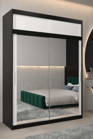 Šatní skříň Abi T3 černá s bílými dveřmi