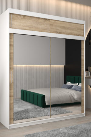 Šatní skříň Abi T3 s nástavcem v bílé barvě.