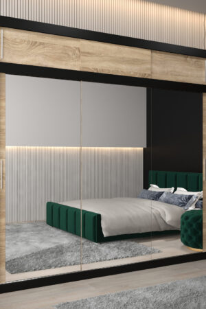 Šatní skříň Abi T3 s nástavcem černá a dub sonoma