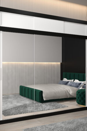 Šatní skříň Abi T3 s černým korpusem a bílými dveřmi