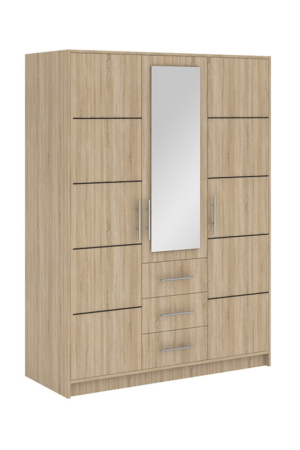 Šatní skříň Bali D3 v odstínu dub sonoma s velkým zrcadlem