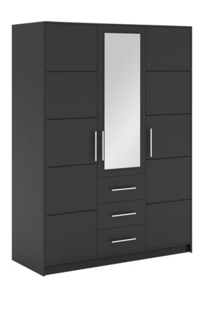 Šatní skříň Bali D3 Grafit s velkým zrcadlem