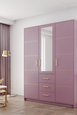 Moderní šatní skříň Bali D3 v švestkovém odstínu