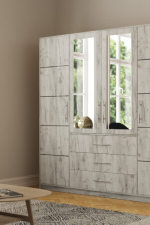 Šatní skříň Bali D4 Wellington s velkým zrcadlem