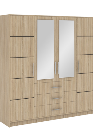Šatní skříň Bali D4 v dub sonoma s velkým zrcadlem